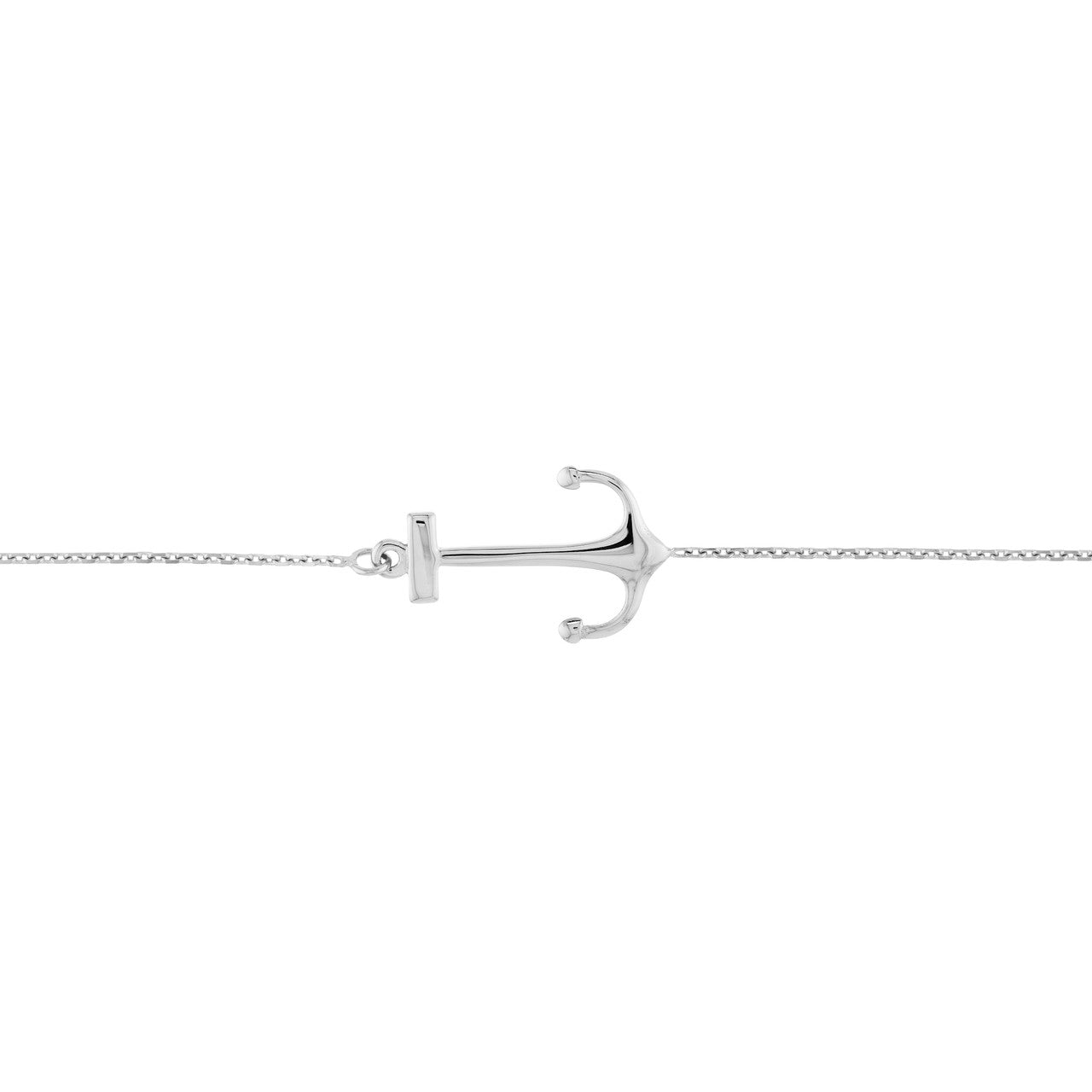 Sideways Anchor Adjustable Bracelet white gold 2