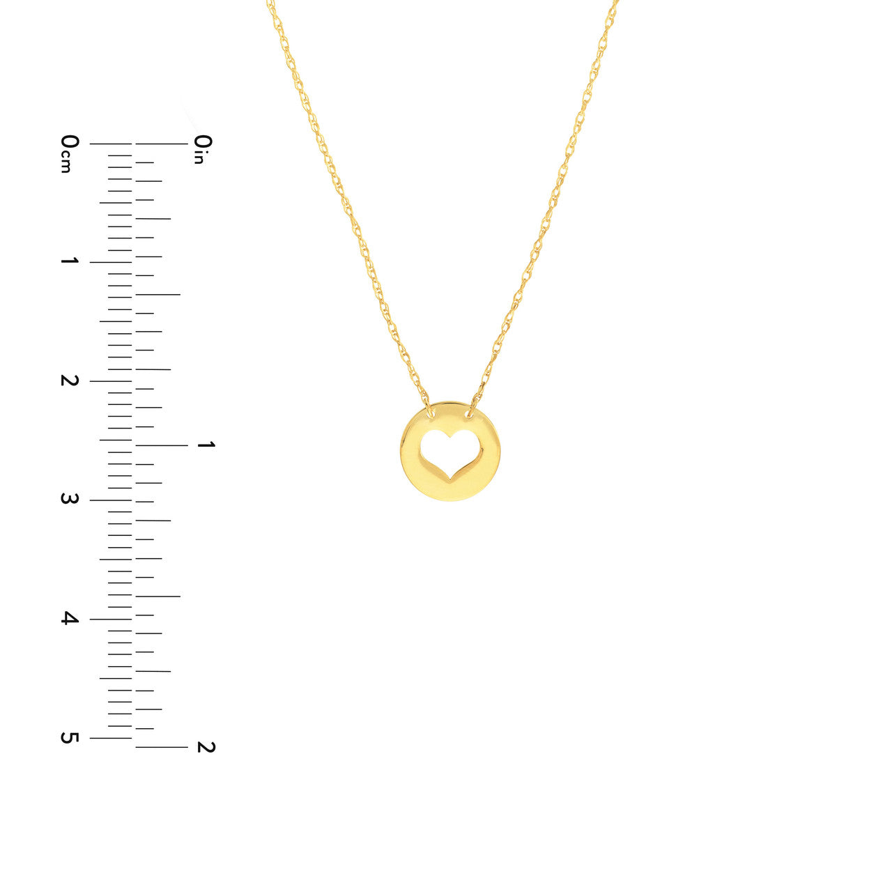 Cutout Heart Mini Disc Necklace size guide