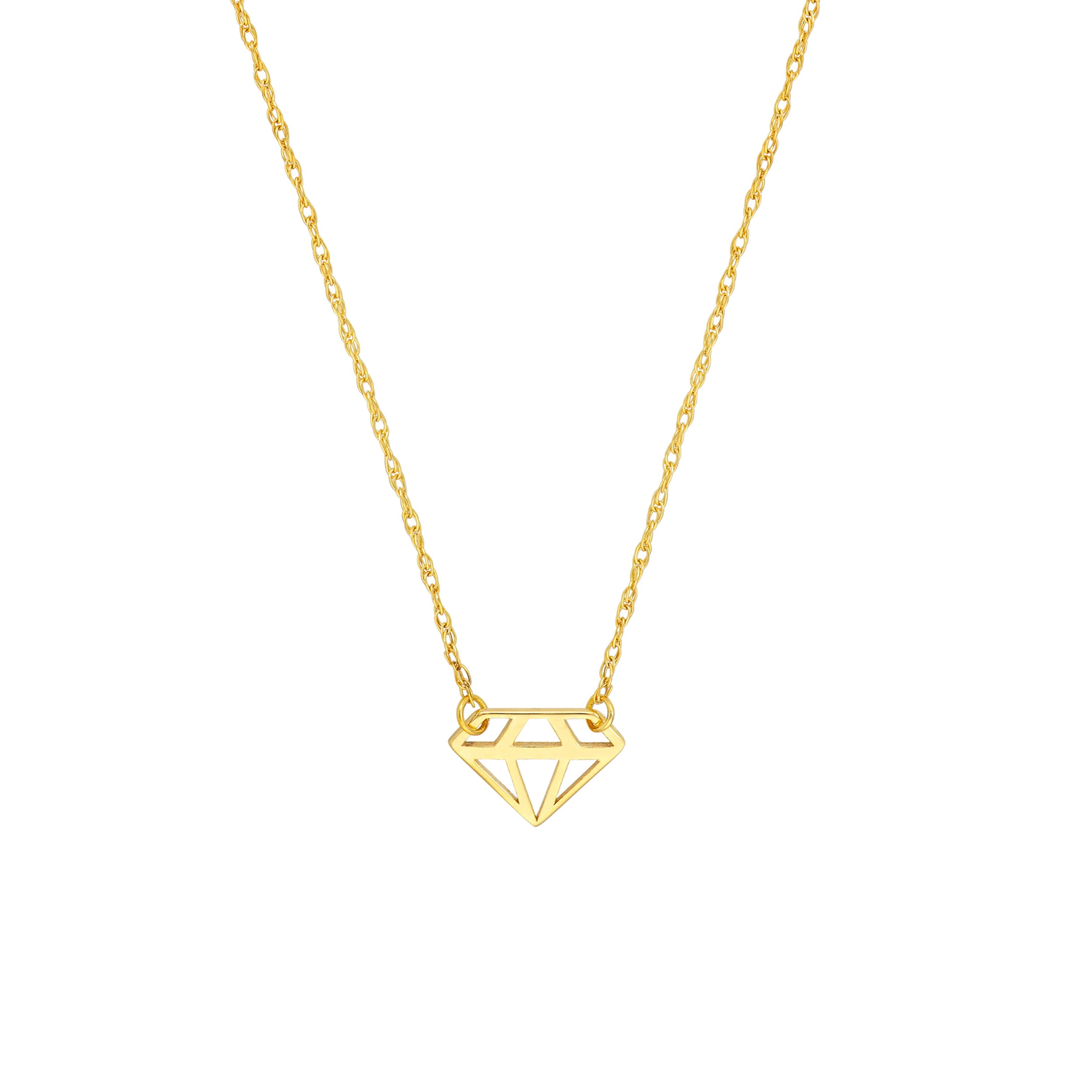 14K gold diamond-shaped adjustable necklace