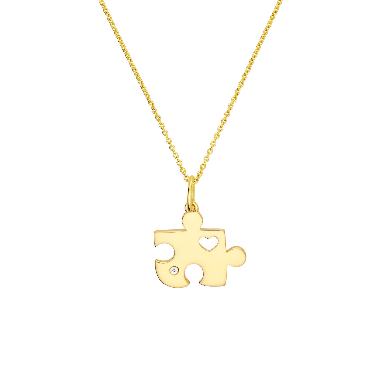 Puzzle Piece Heart Charm with 1pt Diamond - VIA Jewelers