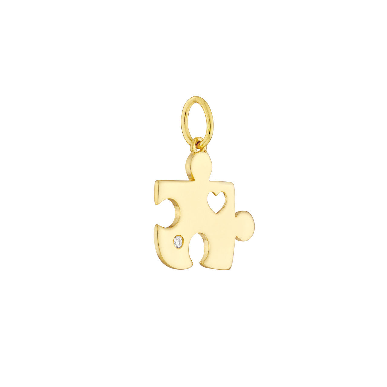 Puzzle Piece Heart Charm with 1pt Diamond - VIA Jewelers
