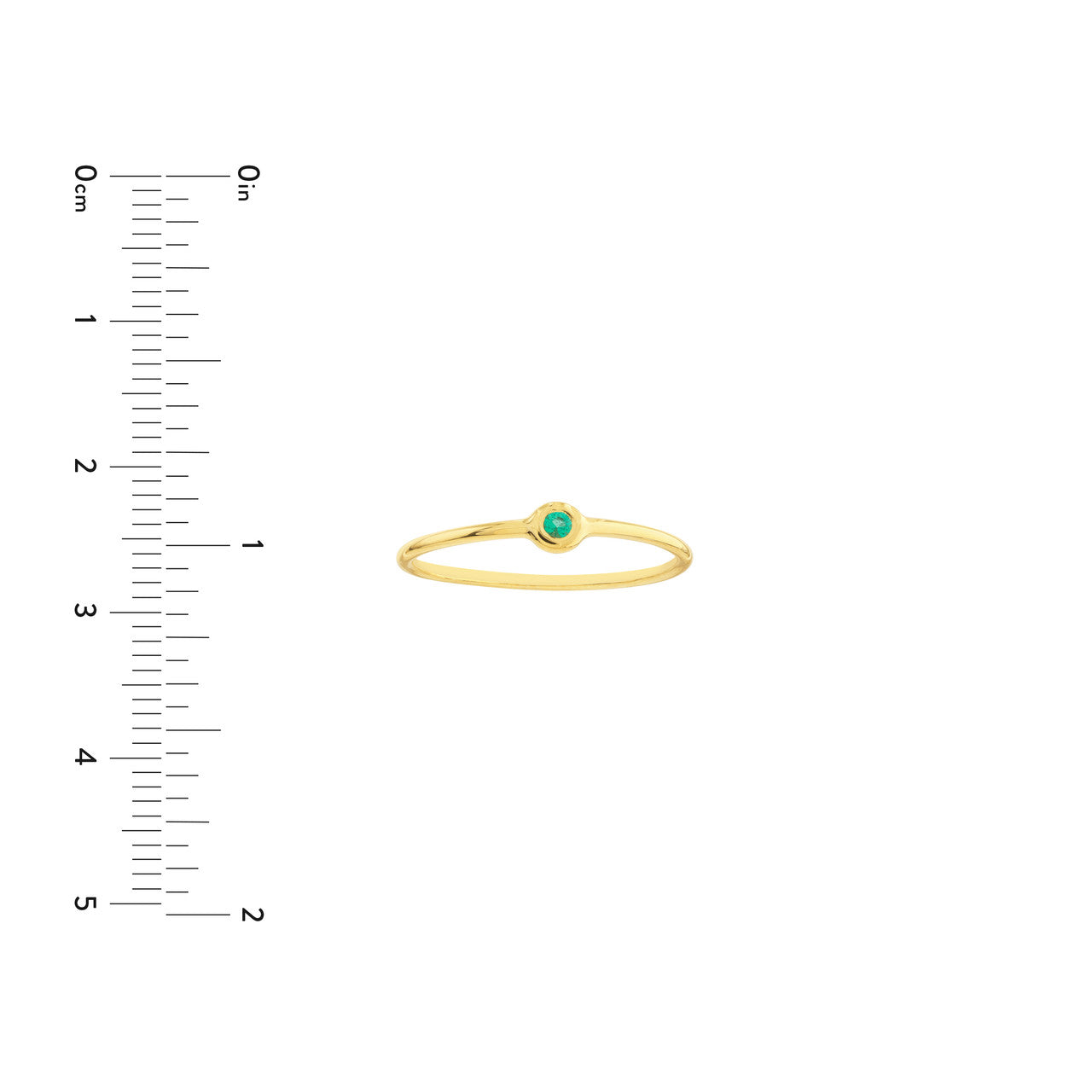 Emerald Bezel Wire Ring - 8, Yellow