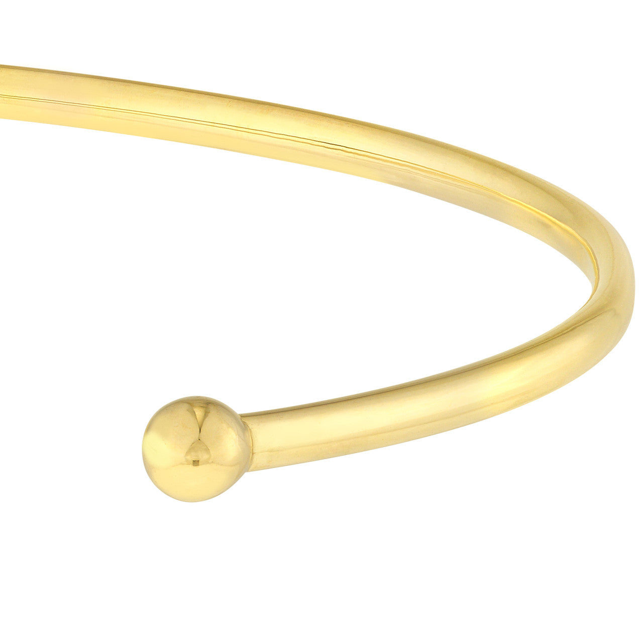 14K yellow gold cuff bangle with beaded ends, alternate view