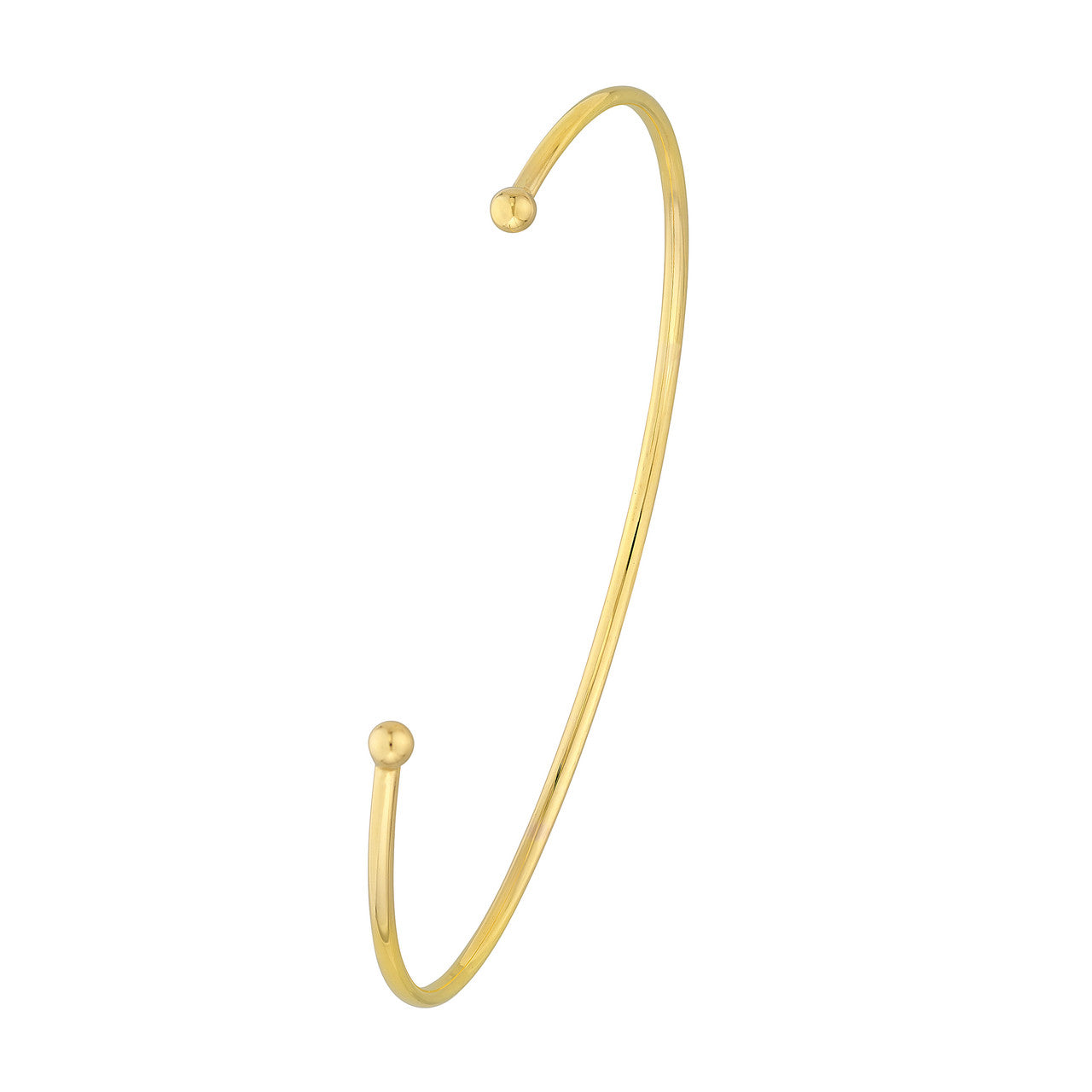 14K yellow gold cuff bangle, close-up of the beaded end