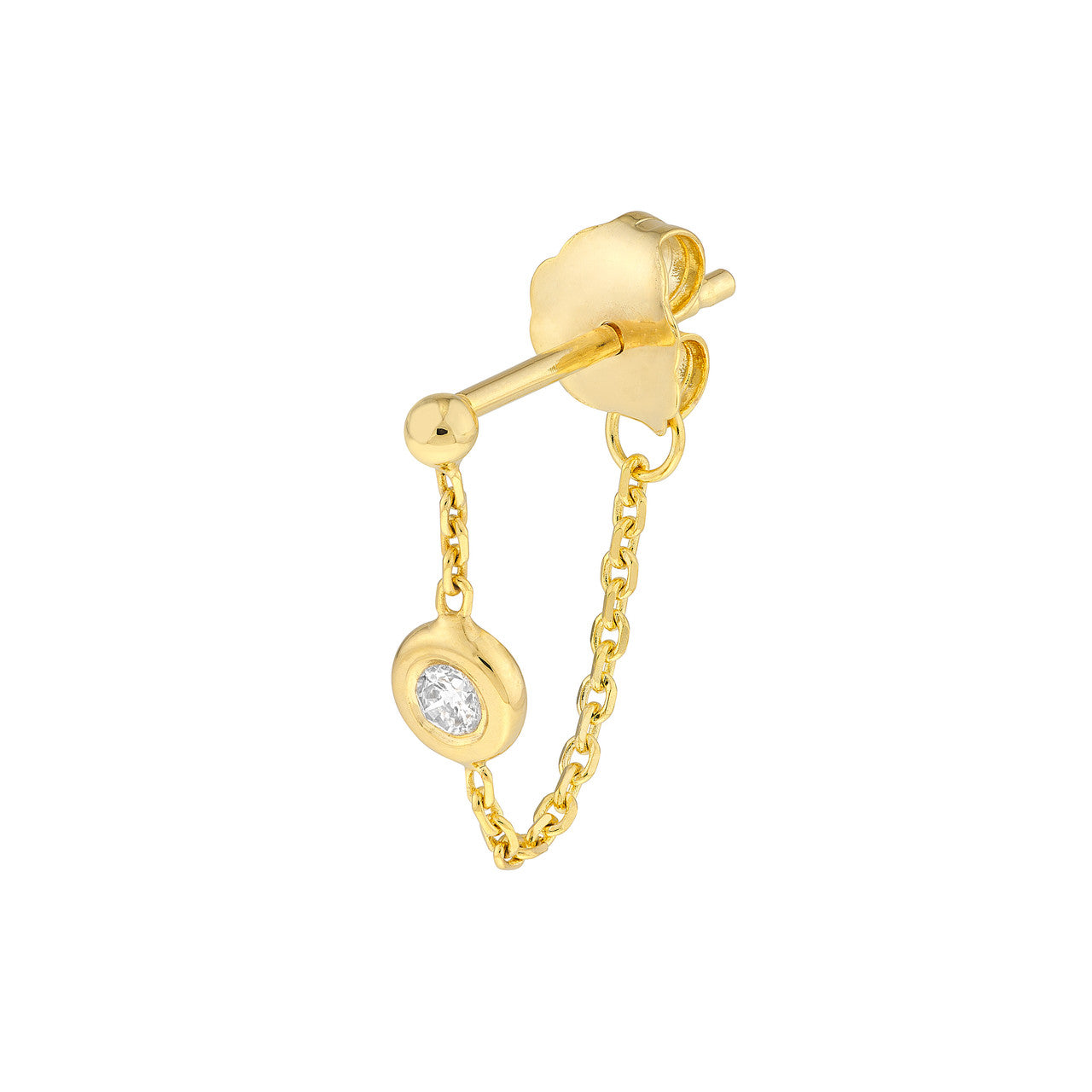 Simple 1/20ct diamond chain huggie earrings by My Store, showcasing elegant design and sparkling diamonds.