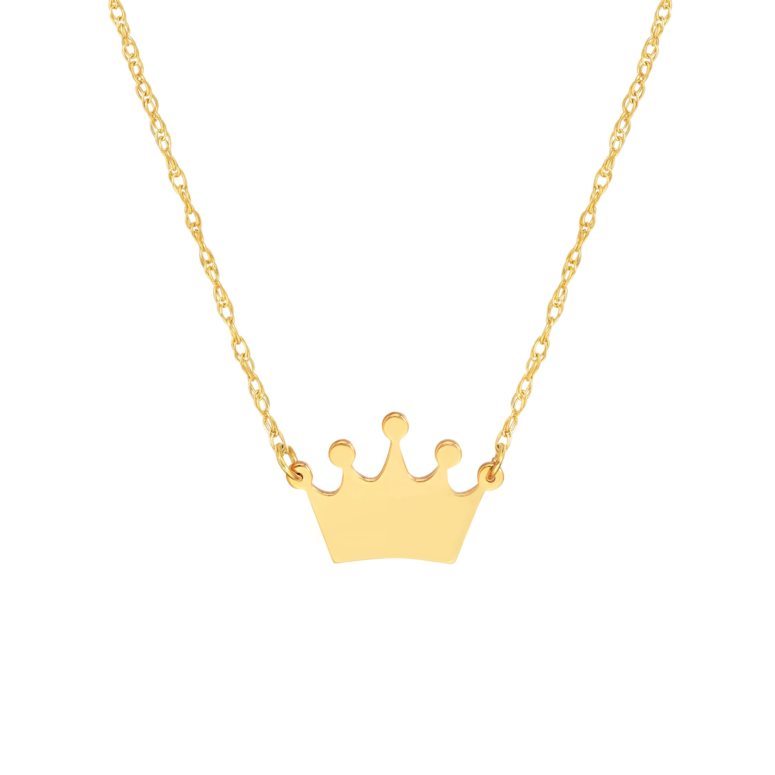 14K gold mini crown pendant necklace