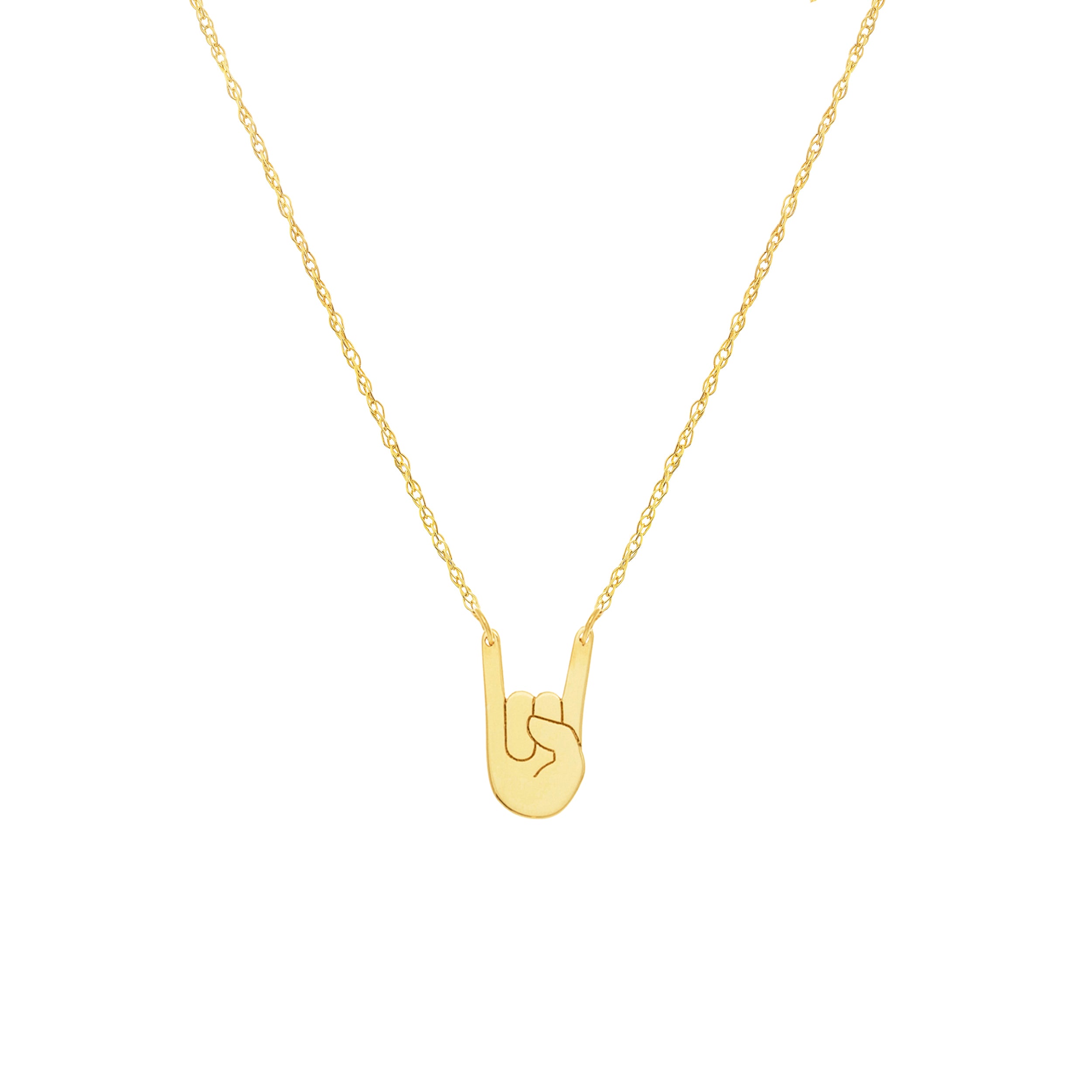 14K Gold Rock On Pendant Necklace