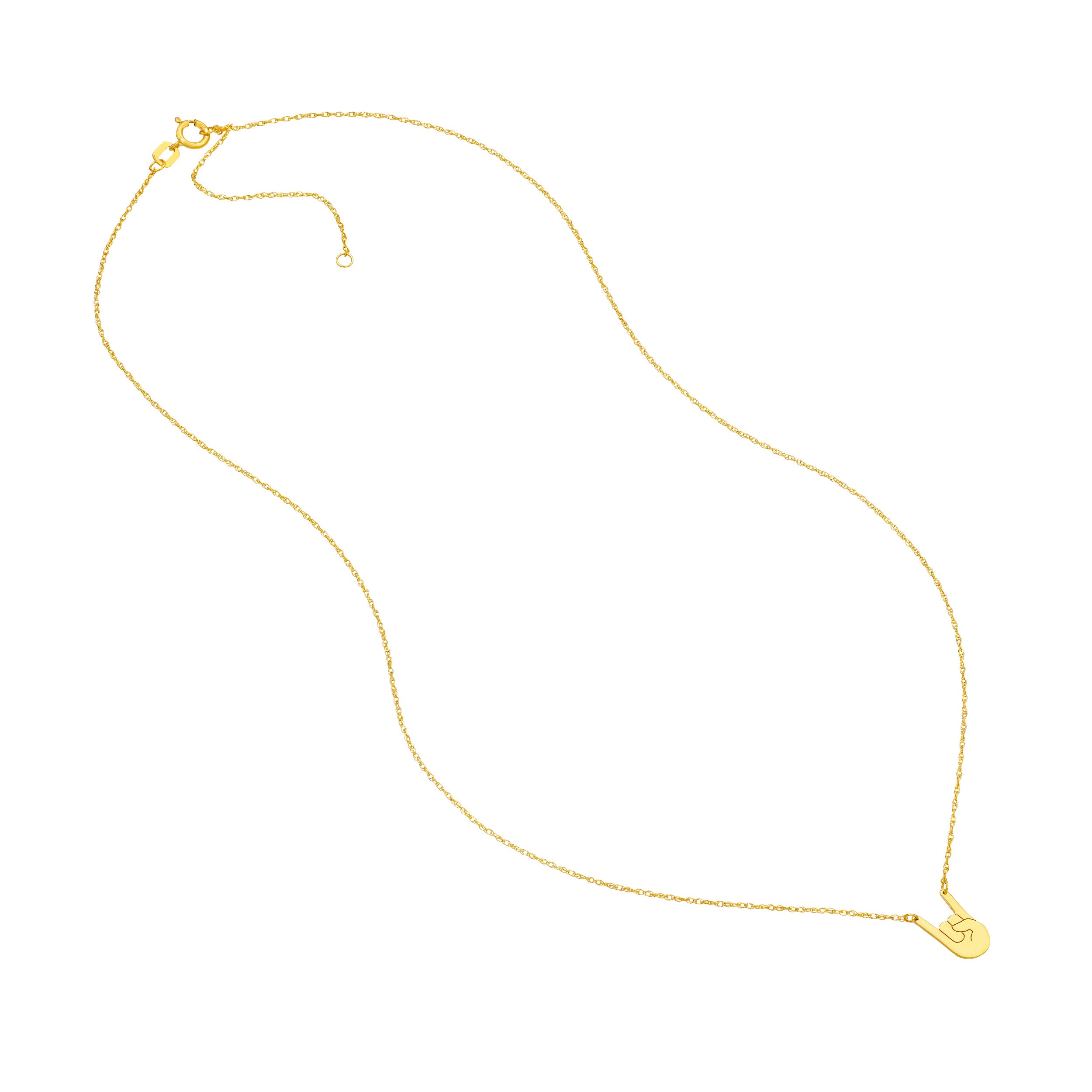 14K Gold Rock On Pendant Necklace