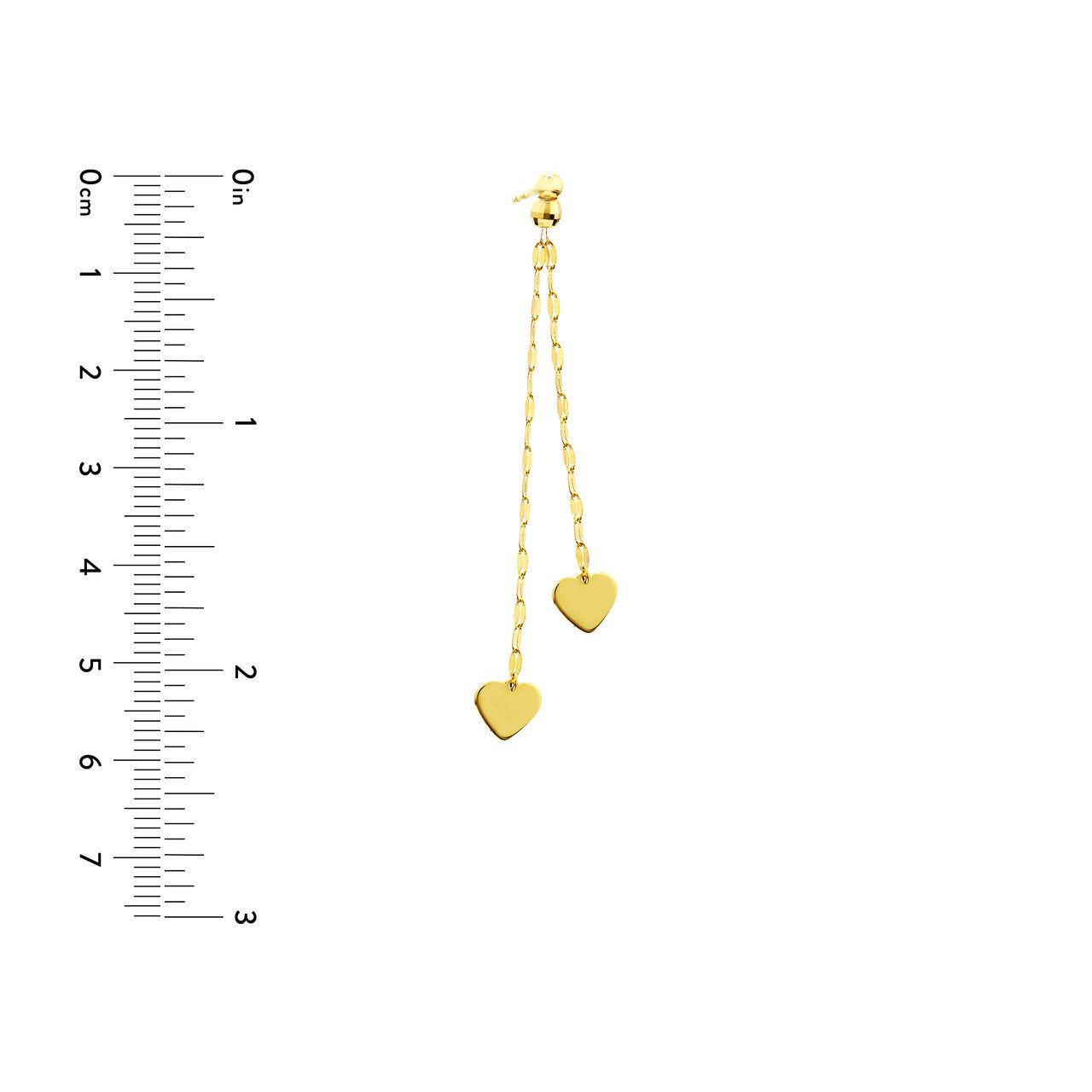 Polished Double Strand Dangle Heart Earrings size guide