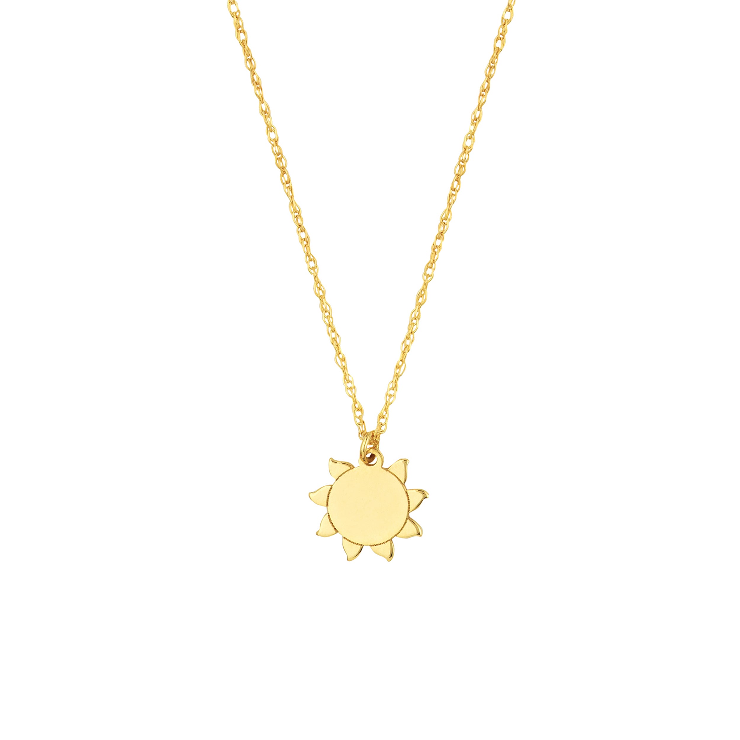 14K Gold Sun Pendant Necklace