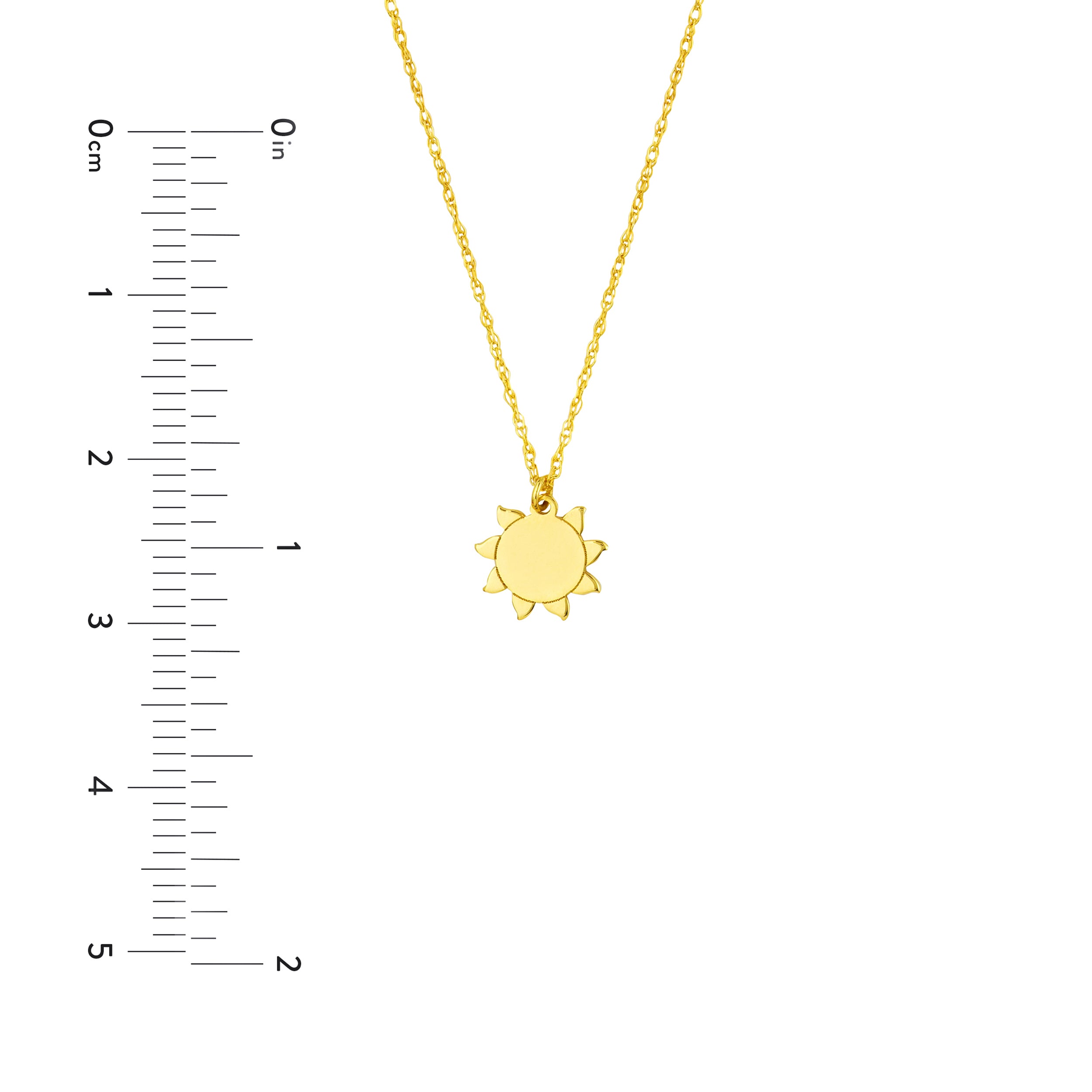 14K Gold Sun Pendant Necklace