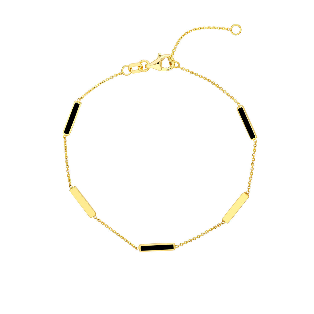14K gold black enamel bar bracelet