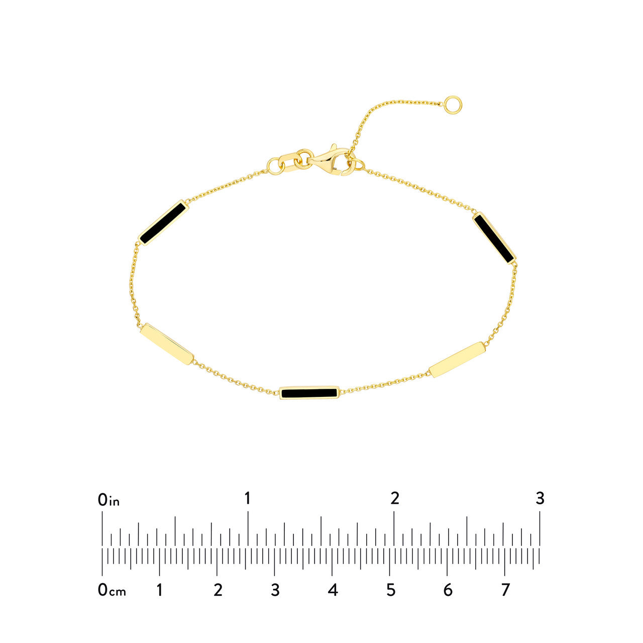 14K gold black enamel bar bracelet, additional view