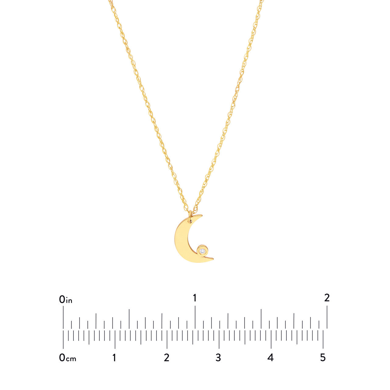 Simple diamond bezel half moon necklace by My Store, featuring a delicate design and shimmering stones.