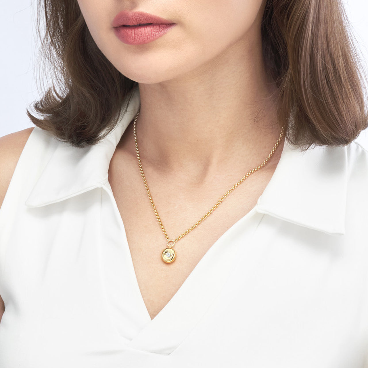 Simple diamond donut Rolo necklace from My Store, featuring a sleek design and elegant shine.