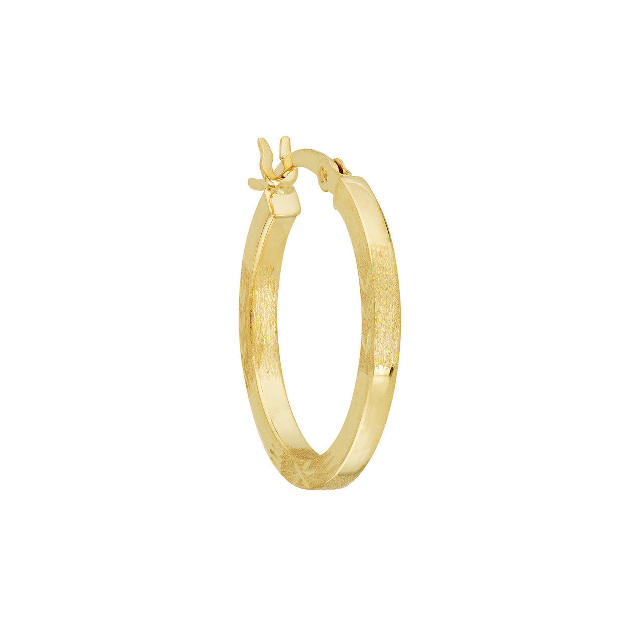 Simple 20mm square DC Florentine hoop earrings in gold by My Store, featuring a sleek design and polished finish.