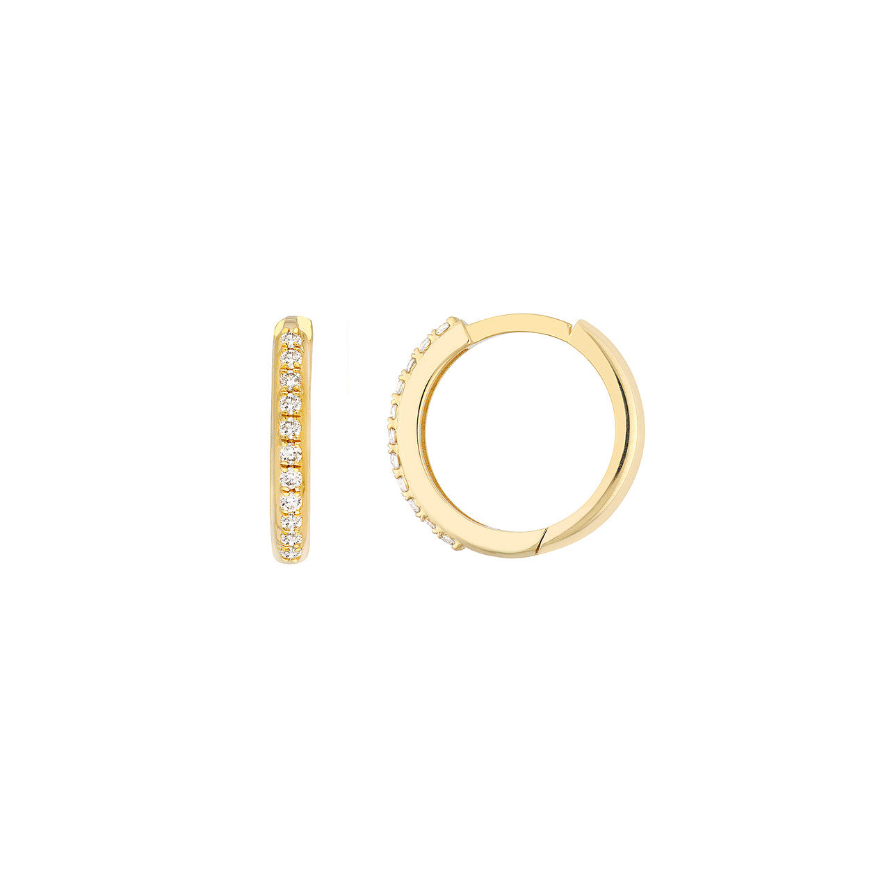 14K gold diamond mini hoop earrings
