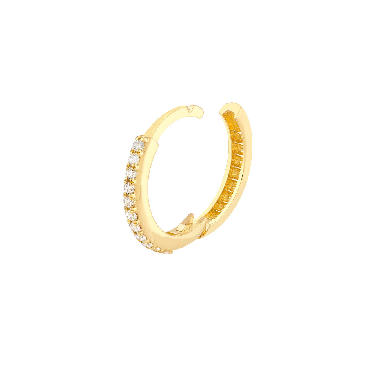14K gold diamond mini hoop earrings, additional view