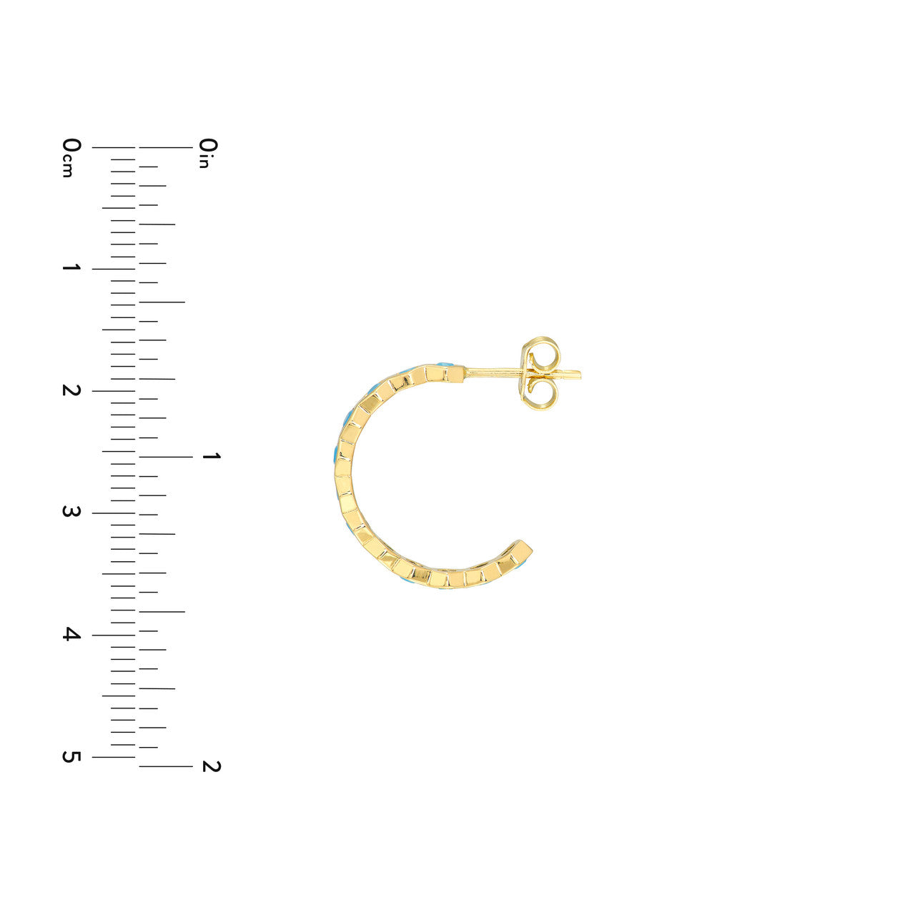 Round turquoise honeycomb J-hoops by My Store, featuring a unique geometric design and vibrant color.