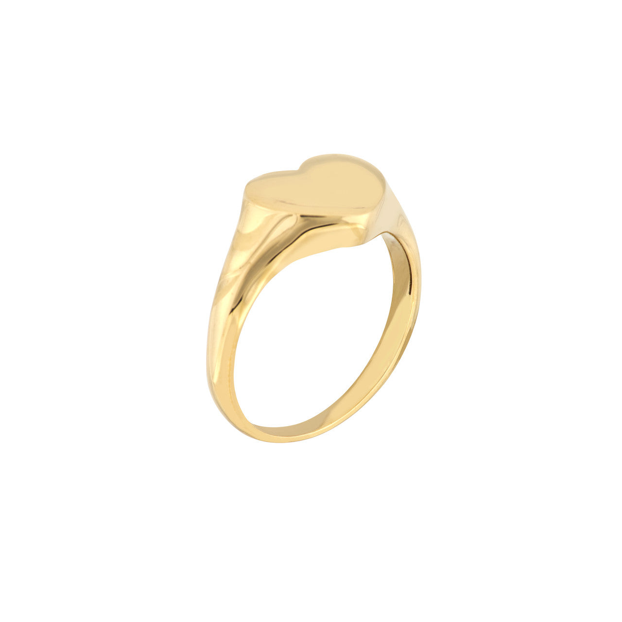 My Store signet mini heart ring in gold with a delicate heart design and polished finish on a neutral background.