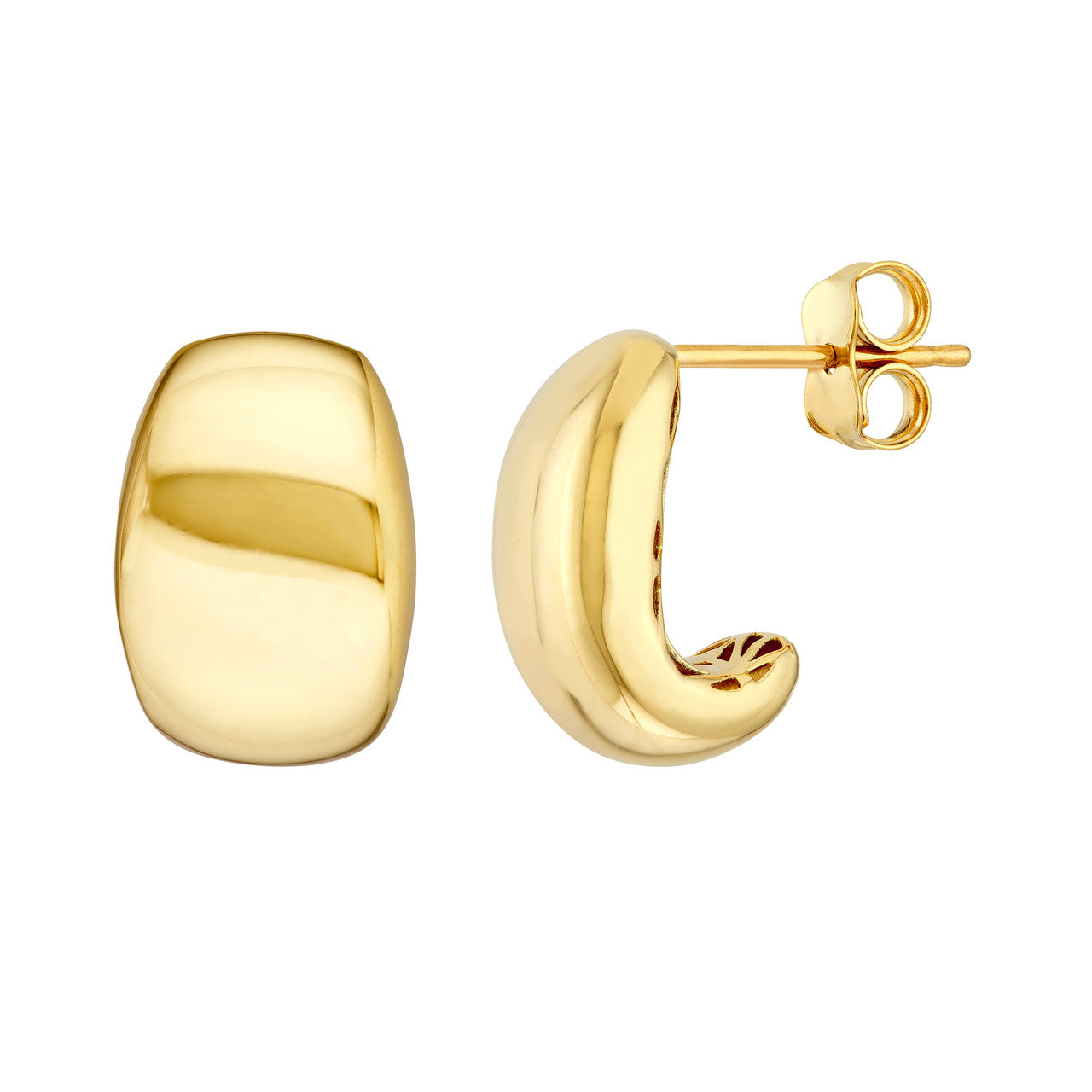 Simple wide dome hoop earrings in polished metal by My Store, featuring a sleek, modern design.