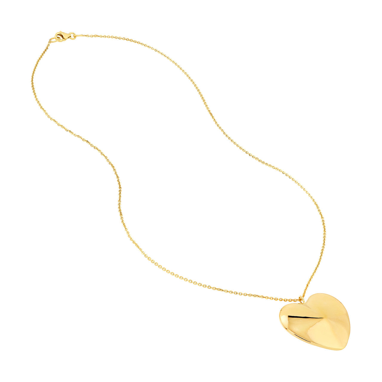 Simple Midas Chain Amara Heart Pendant in silver with a polished finish, hanging from a delicate chain.