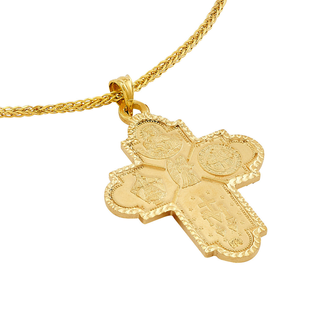 Simple 4 Way Double Sided Medal Cross Pendant by My Store, featuring intricate detailing on both sides.
