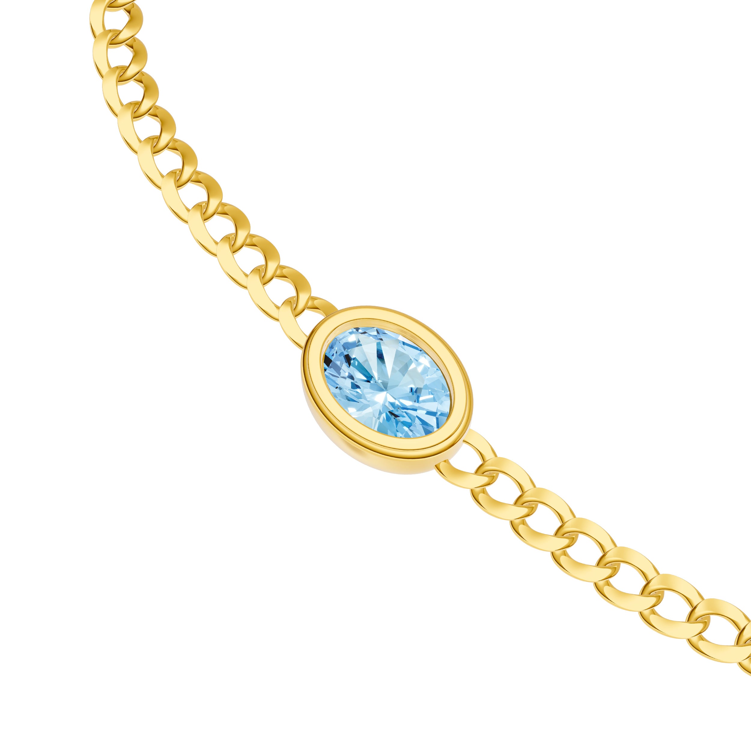 Oval Sky Blue Curb Bracelet