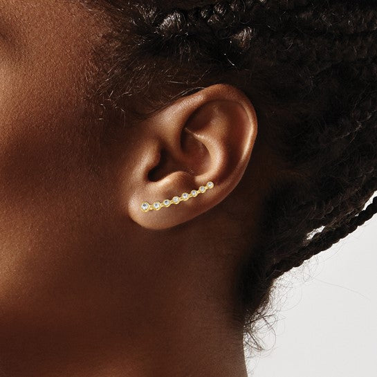 Graduated CZ Ear Climber Earrings 3