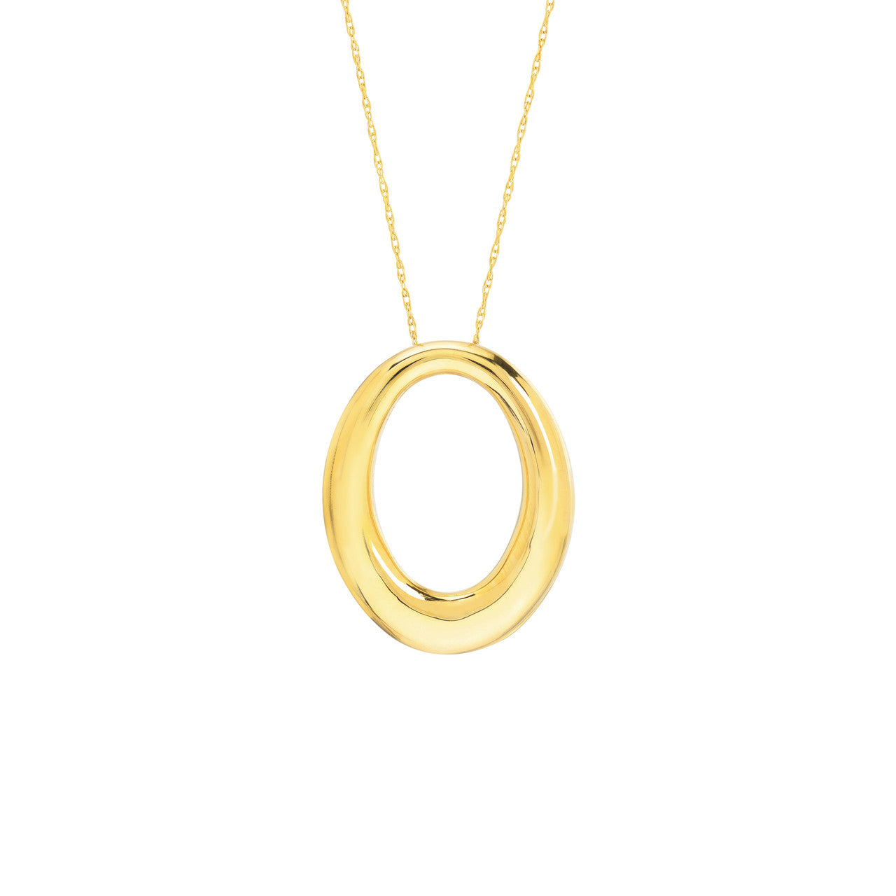 Tapered Puffy Oval Pendant Necklace - VIA Jewelers