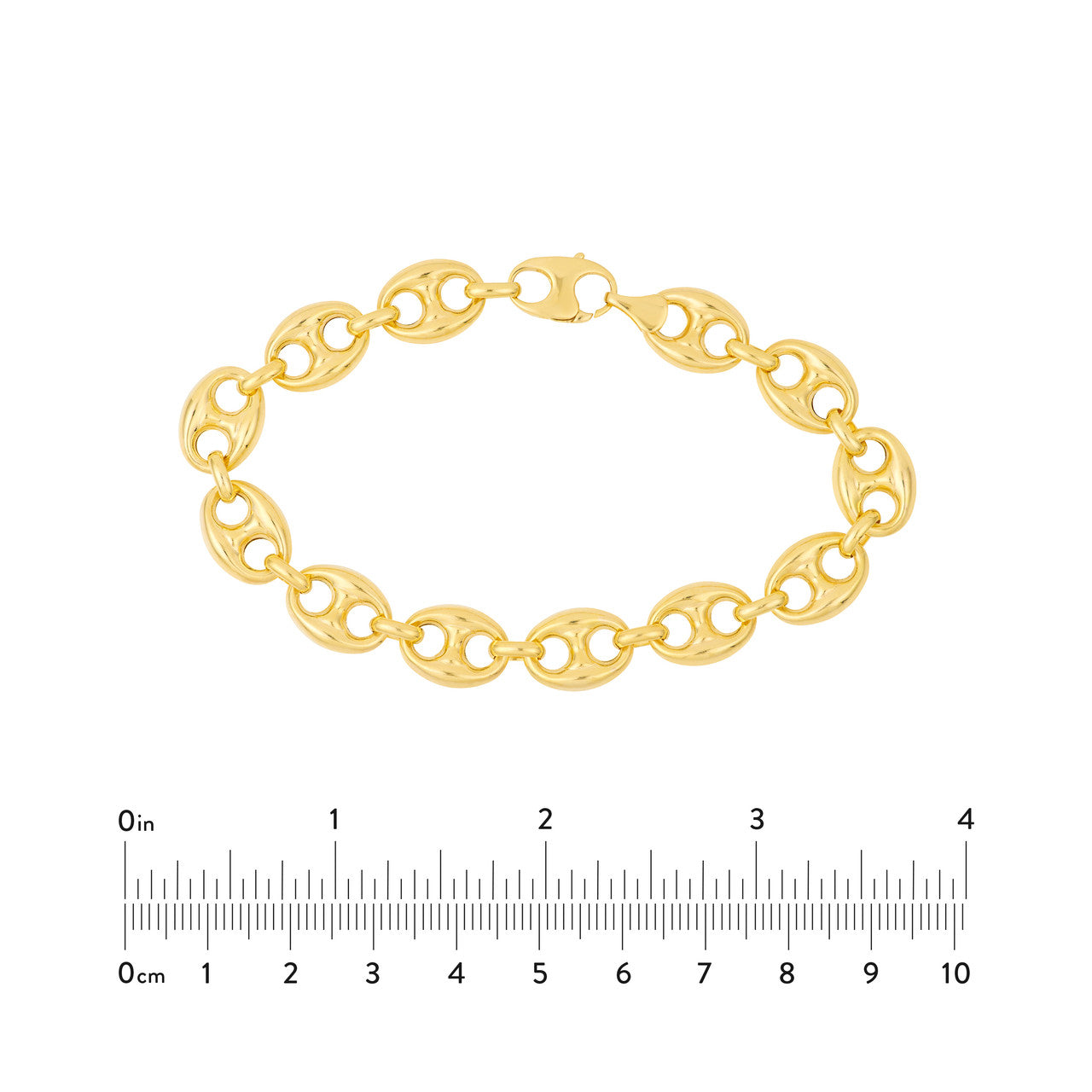 10mm puff mariner chain bracelet in polished metal, featuring a simple and elegant design by My Store.