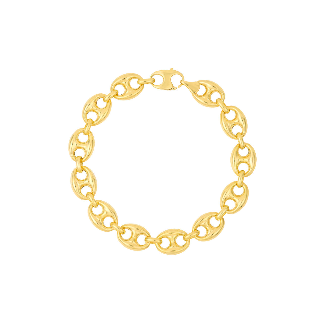 10mm puff mariner chain bracelet in polished metal, featuring a classic link design, perfect for everyday wear.