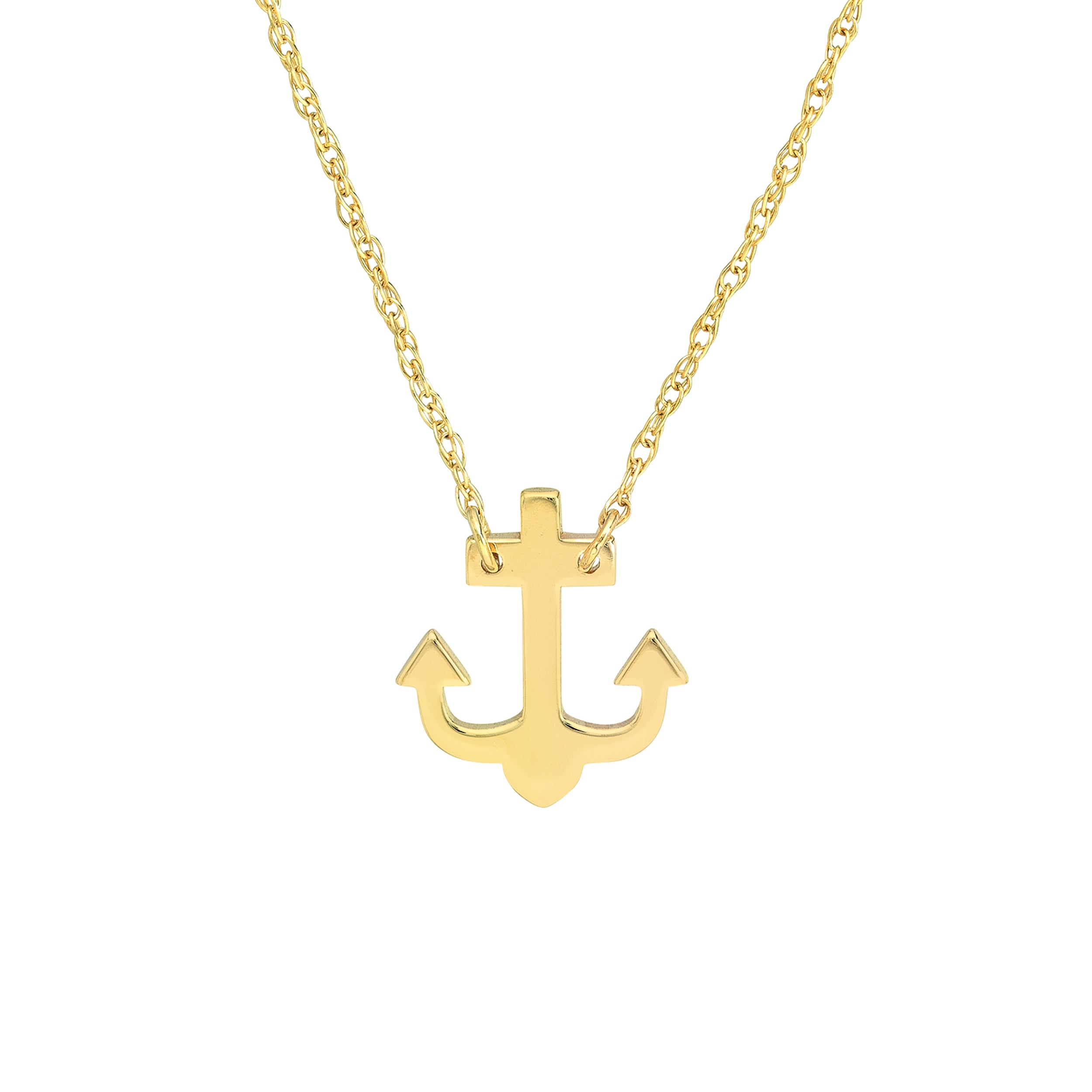 14K gold anchor adjustable necklace