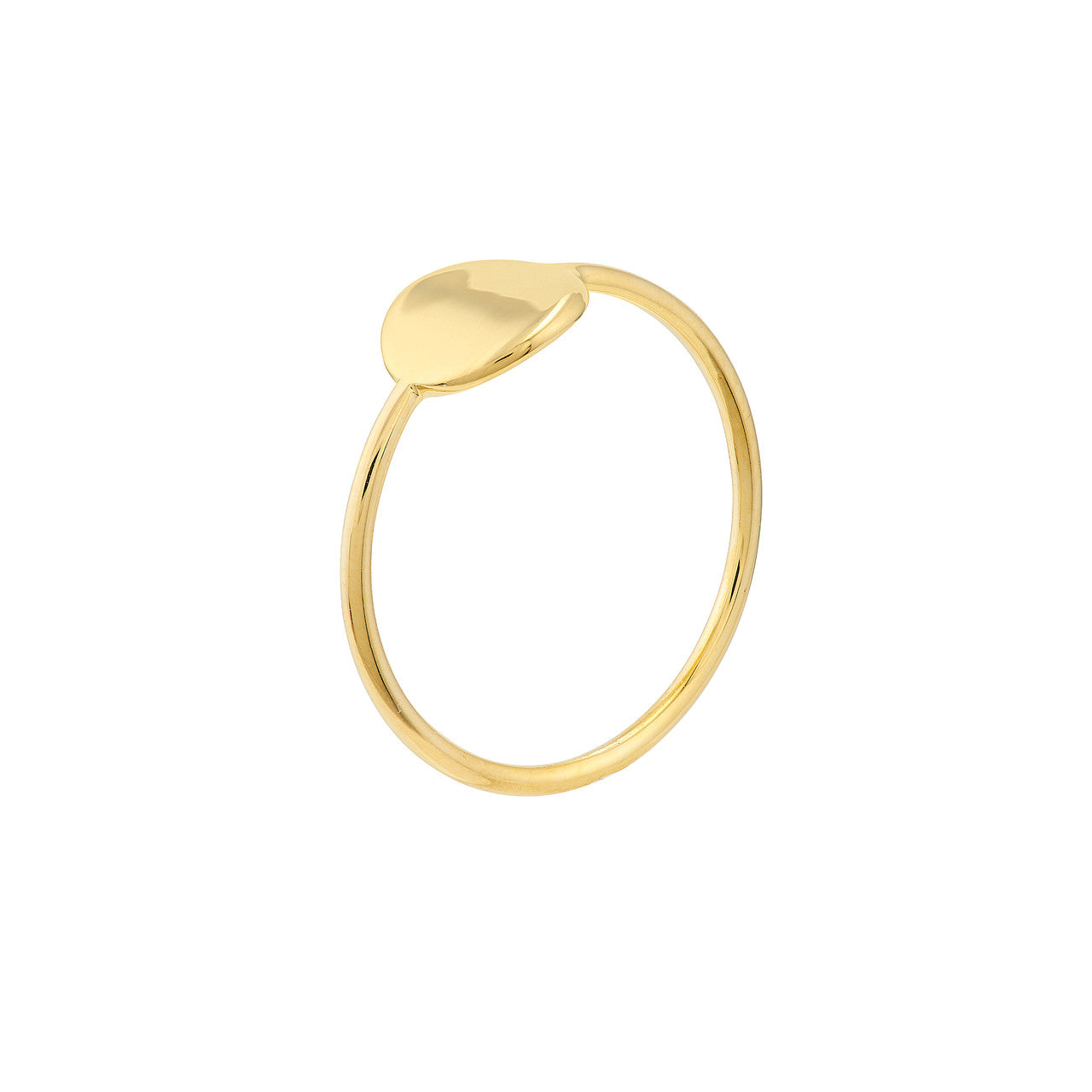 14K gold disc wire ring on a neutral background, detail view