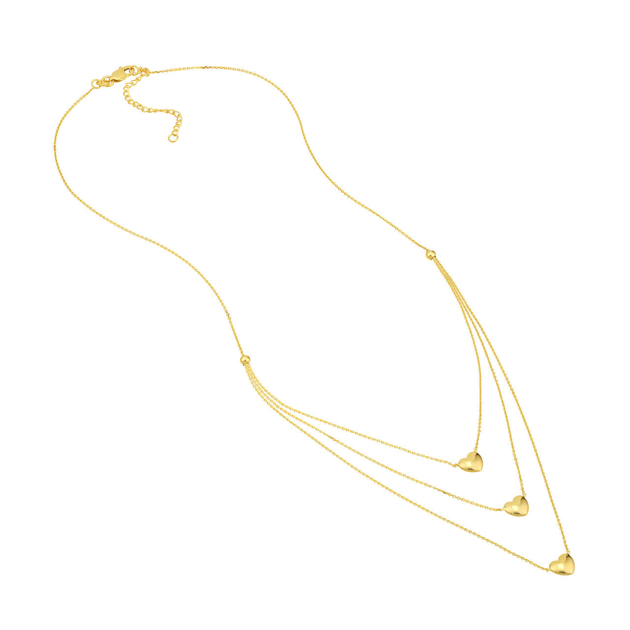 Triple Strand Puffy Heart Necklace 3