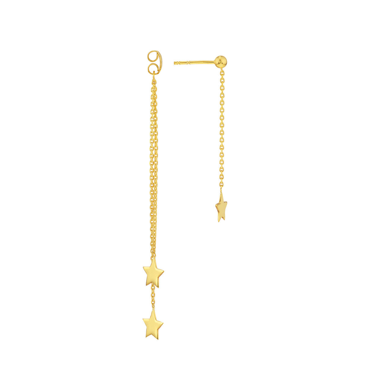 VIA JEWELERS triple strand dangle star earrings with elegant star motifs and a simple design, perfect for any occasion.