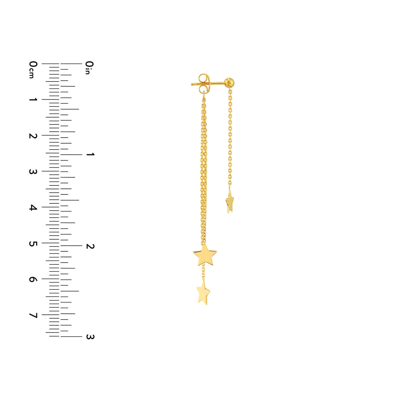 Triple strand dangle star earrings by VIA JEWELERS featuring delicate star charms and a modern, minimalist design.