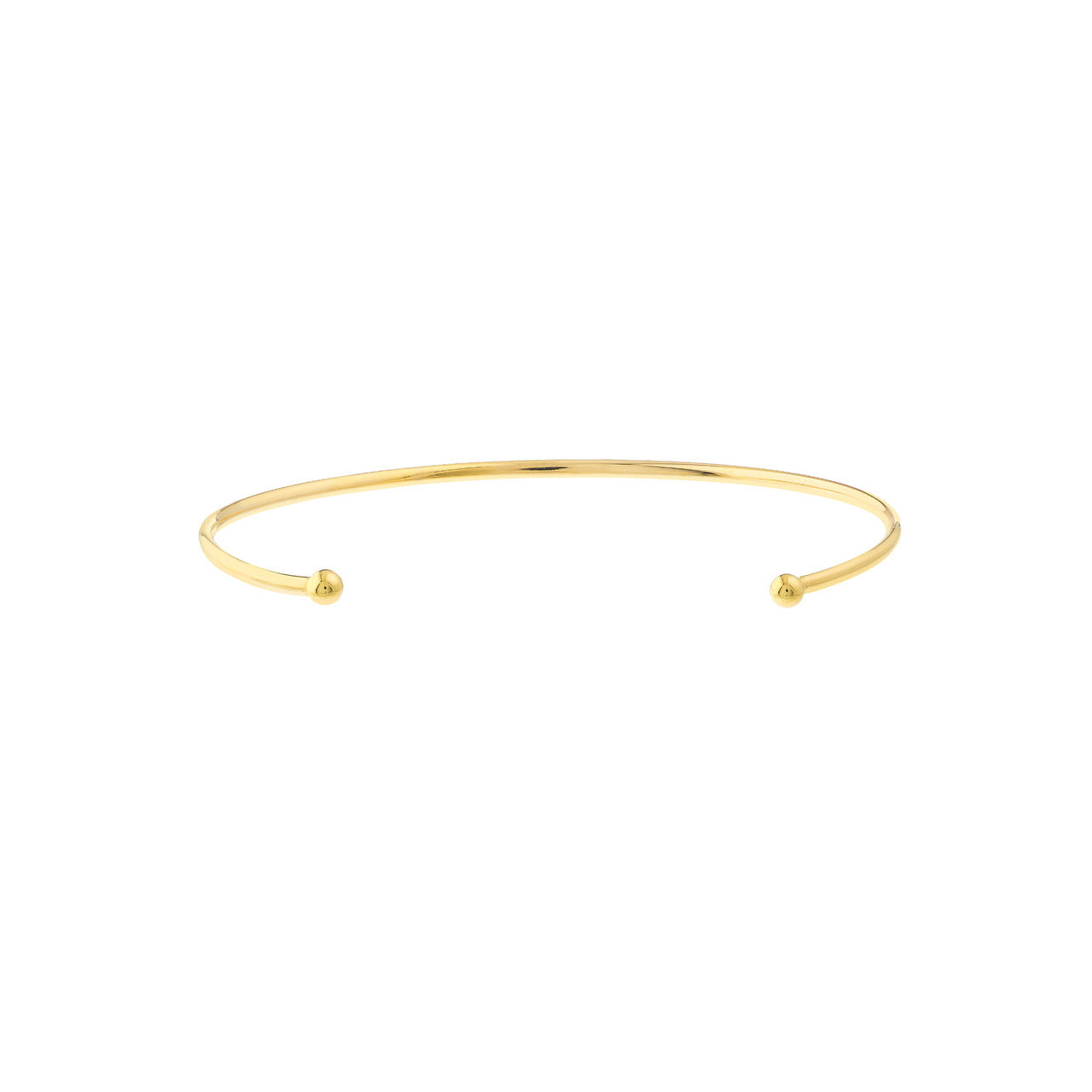 14K yellow gold cuff bangle with beaded ends