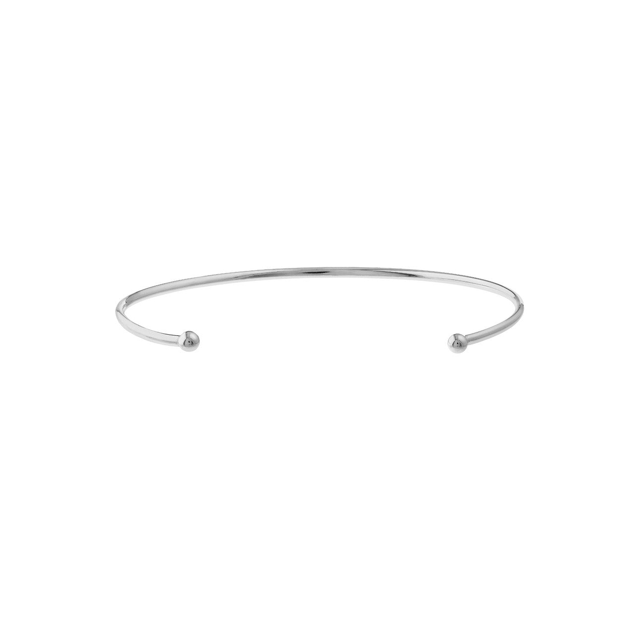 14K gold cuff bangle with beaded ends, side view