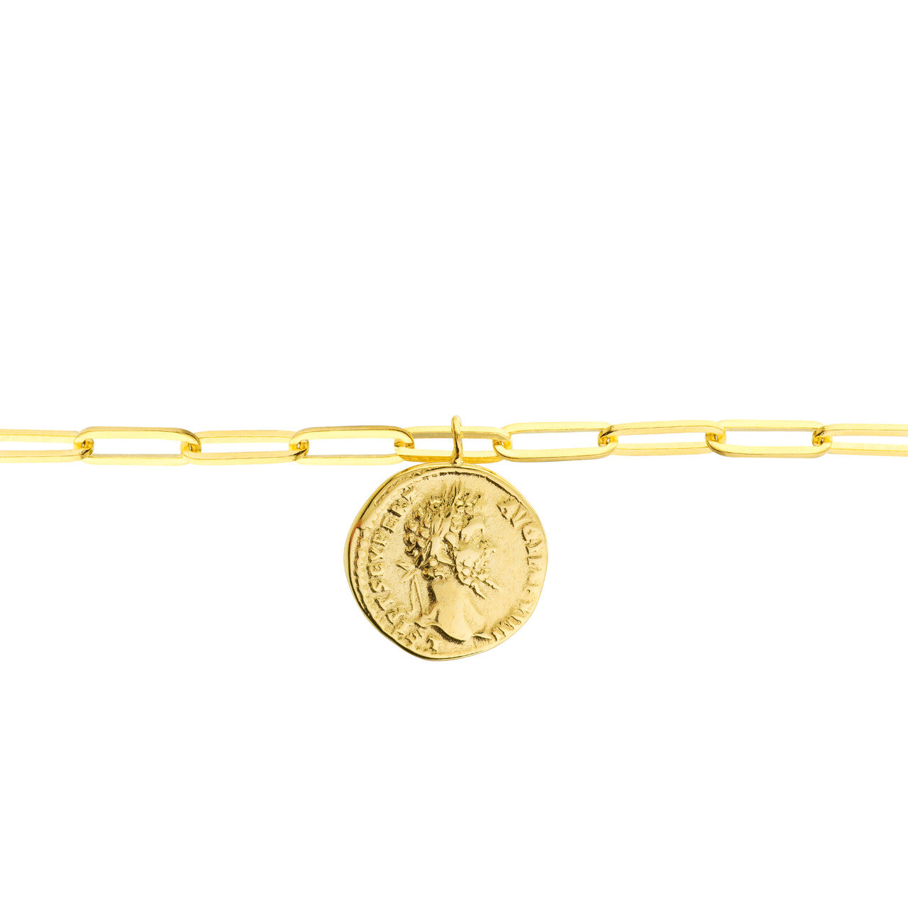Antique Coin on Long Link Chain Bracelet 2