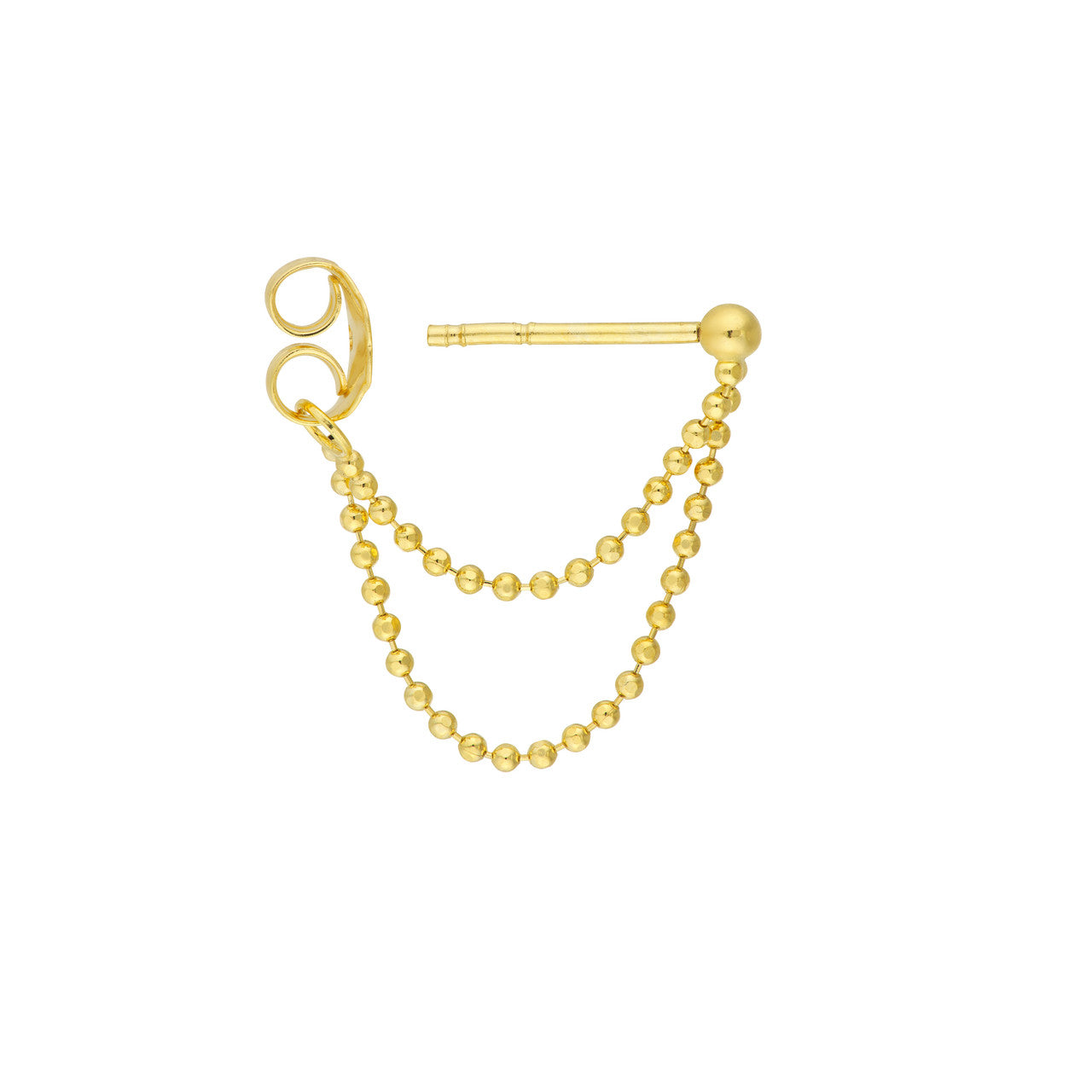 Simple bead chain duo huggie earrings by My Store, featuring a delicate design and elegant finish.