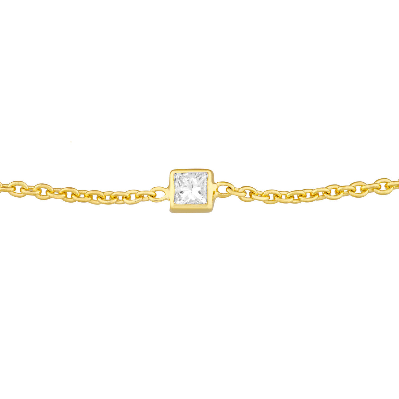 Simple mini princess cut diamond bolo bracelet by My Store, featuring a delicate design with adjustable chain.