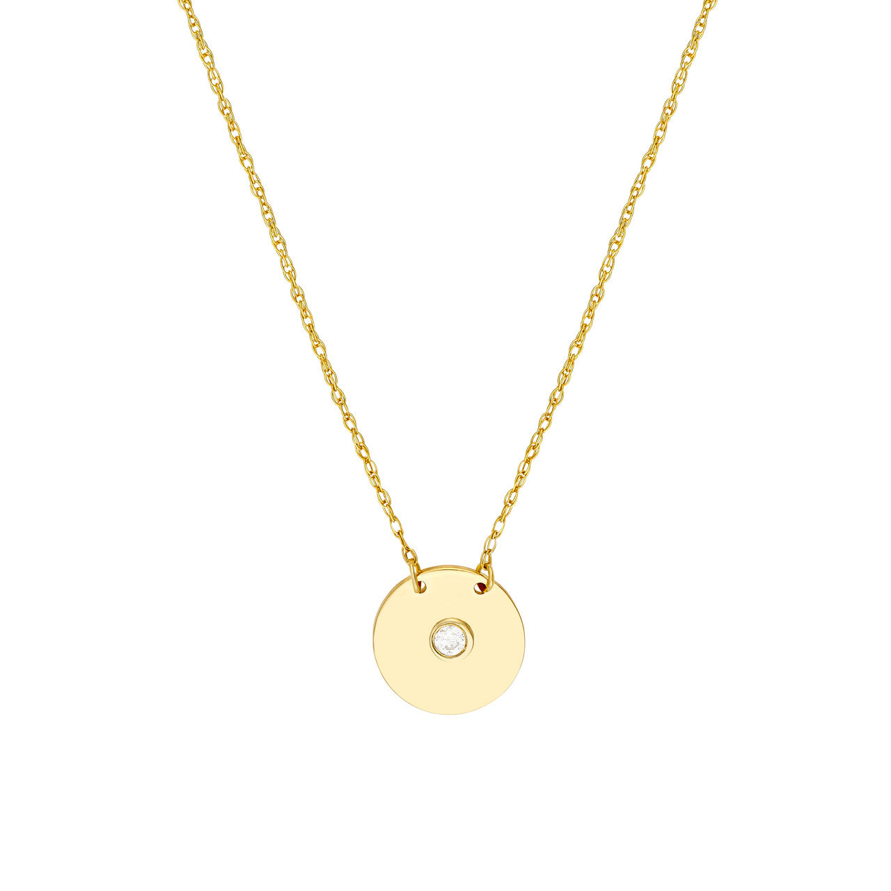 Simple diamond disk necklace by My Store, featuring a sleek design and sparkling gemstone detail.