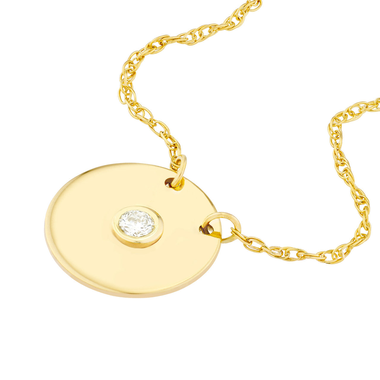 Simple diamond disk necklace by My Store, showcasing a sleek design with a shimmering surface on a delicate chain.