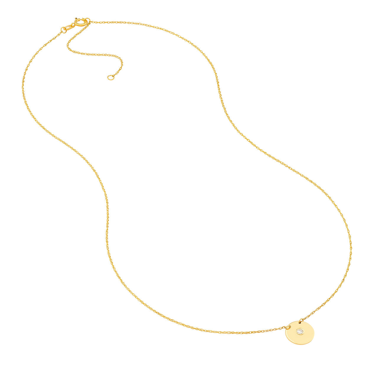 Simple diamond disk necklace by My Store, featuring a sleek design with a polished finish and delicate chain.