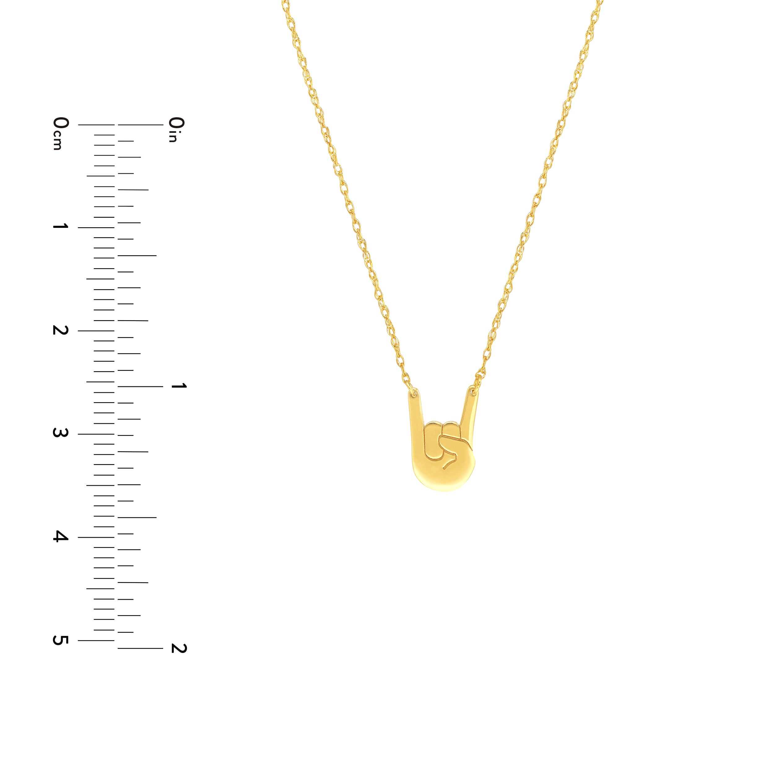 14K Gold Rock On Pendant Necklace
