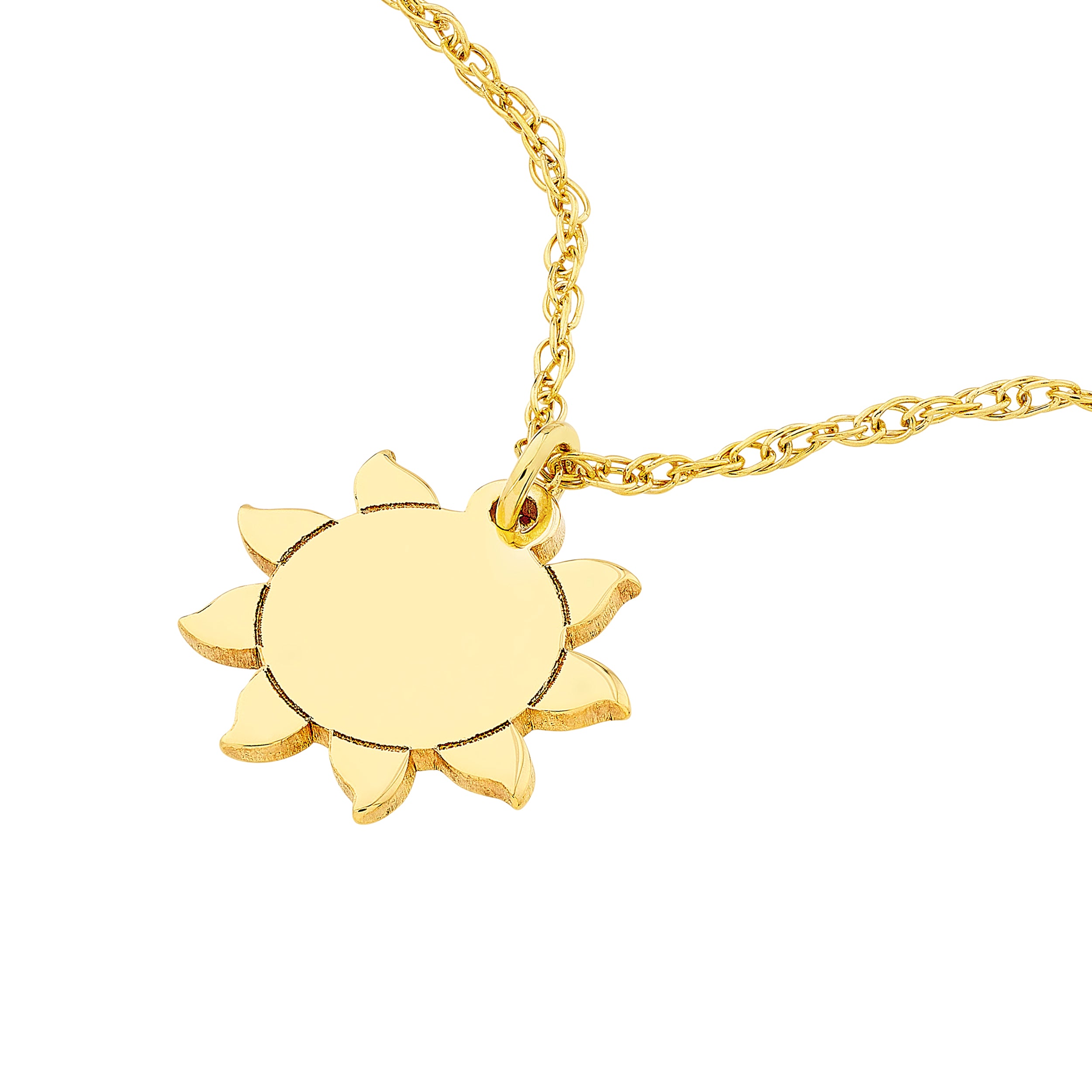14K Gold Sun Pendant Necklace