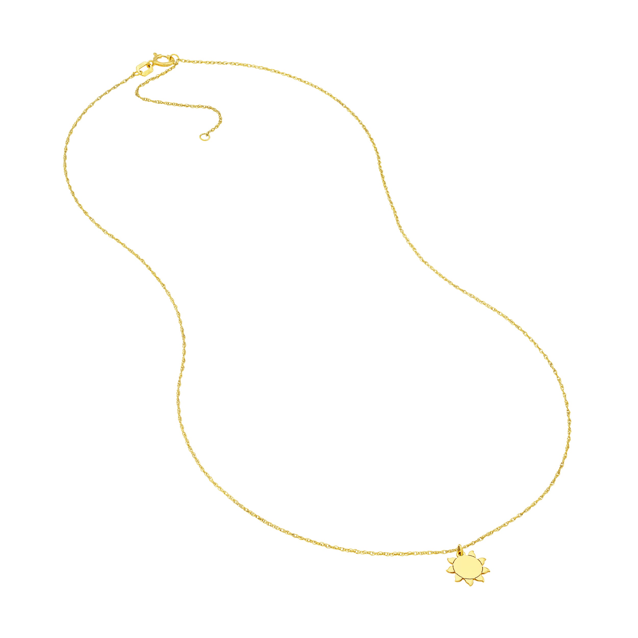 14K Gold Sun Pendant Necklace