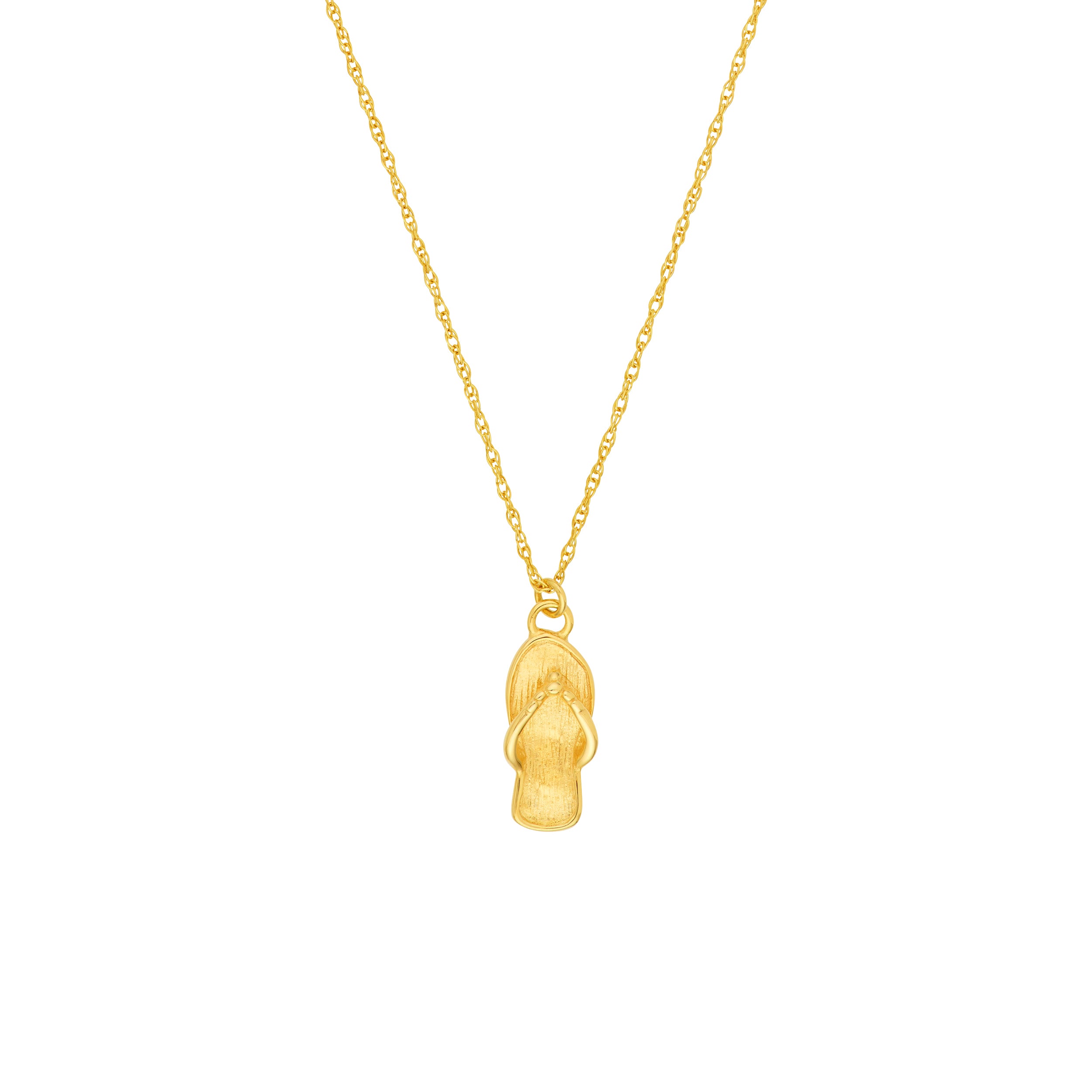 14K Gold Flip Flop Pendant Necklace