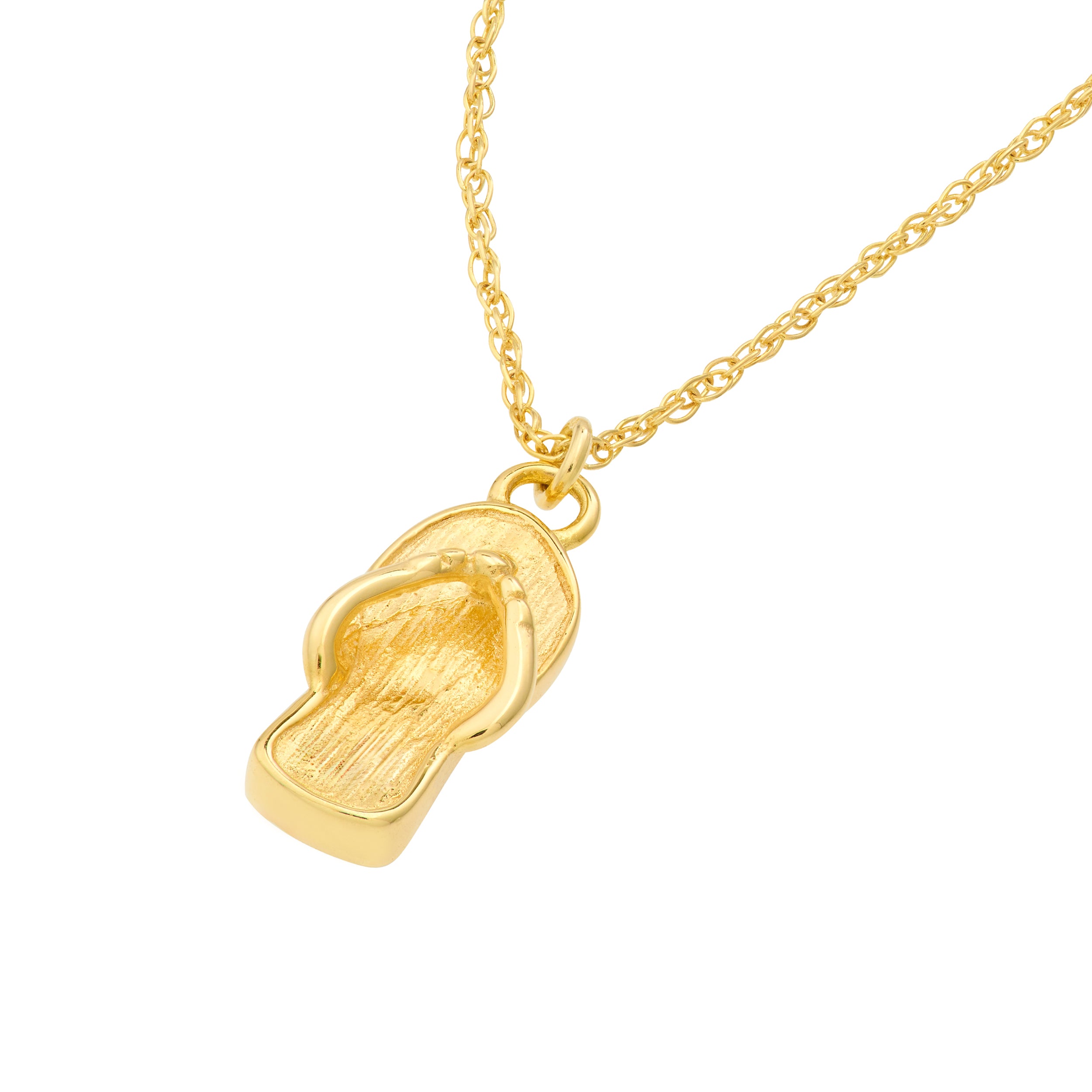 14K Gold Flip Flop Pendant Necklace